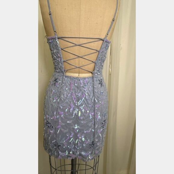 Aleta Periwinkle beaded minidress - Picture 6 of 7